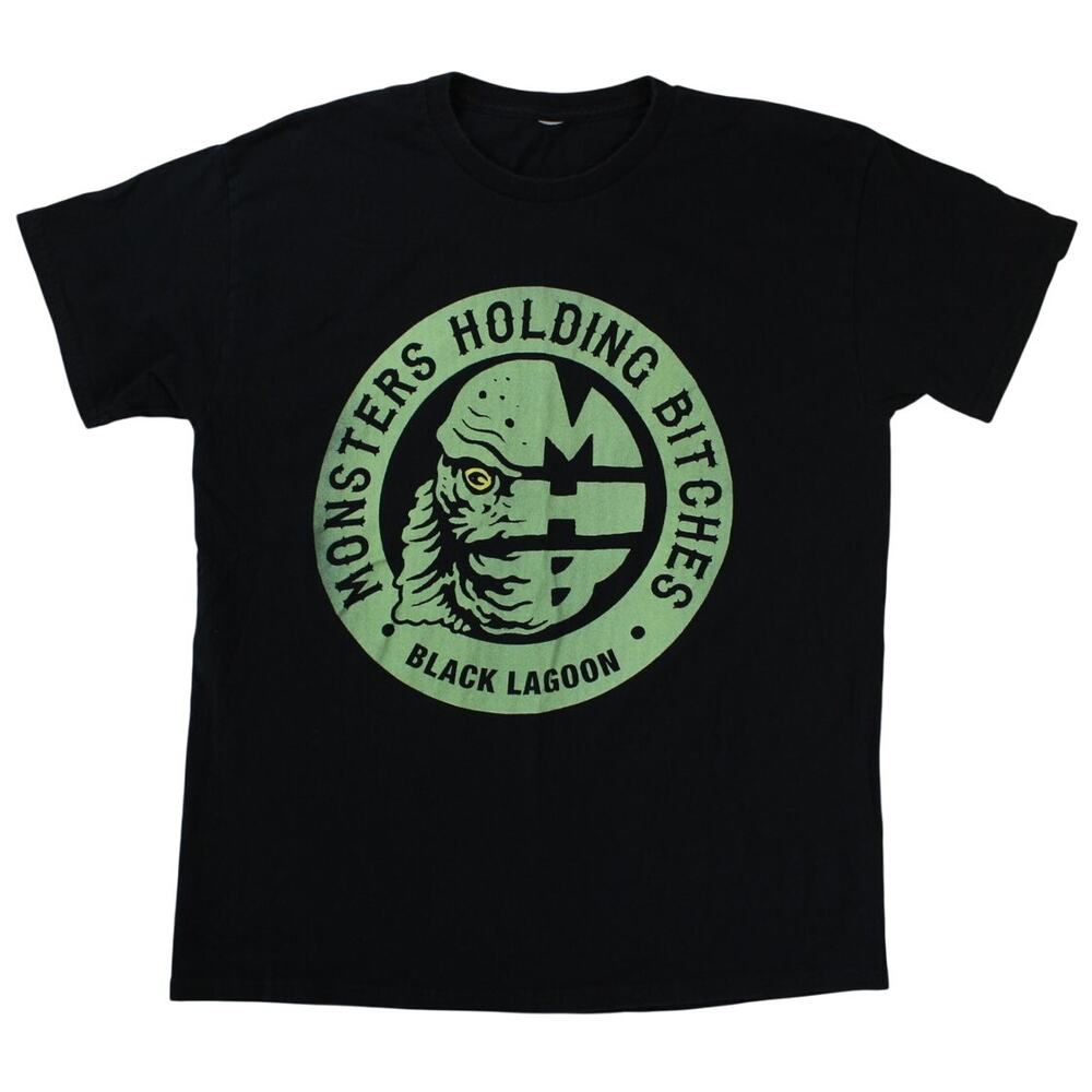 Monsters Holding Bitches Black Lagoon Graphic Tee Size M Black Green